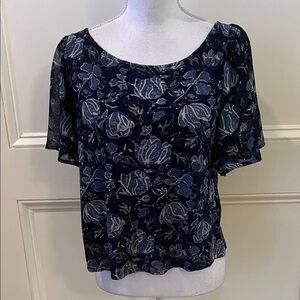 Lucky Brand Dark Blue Floral Top